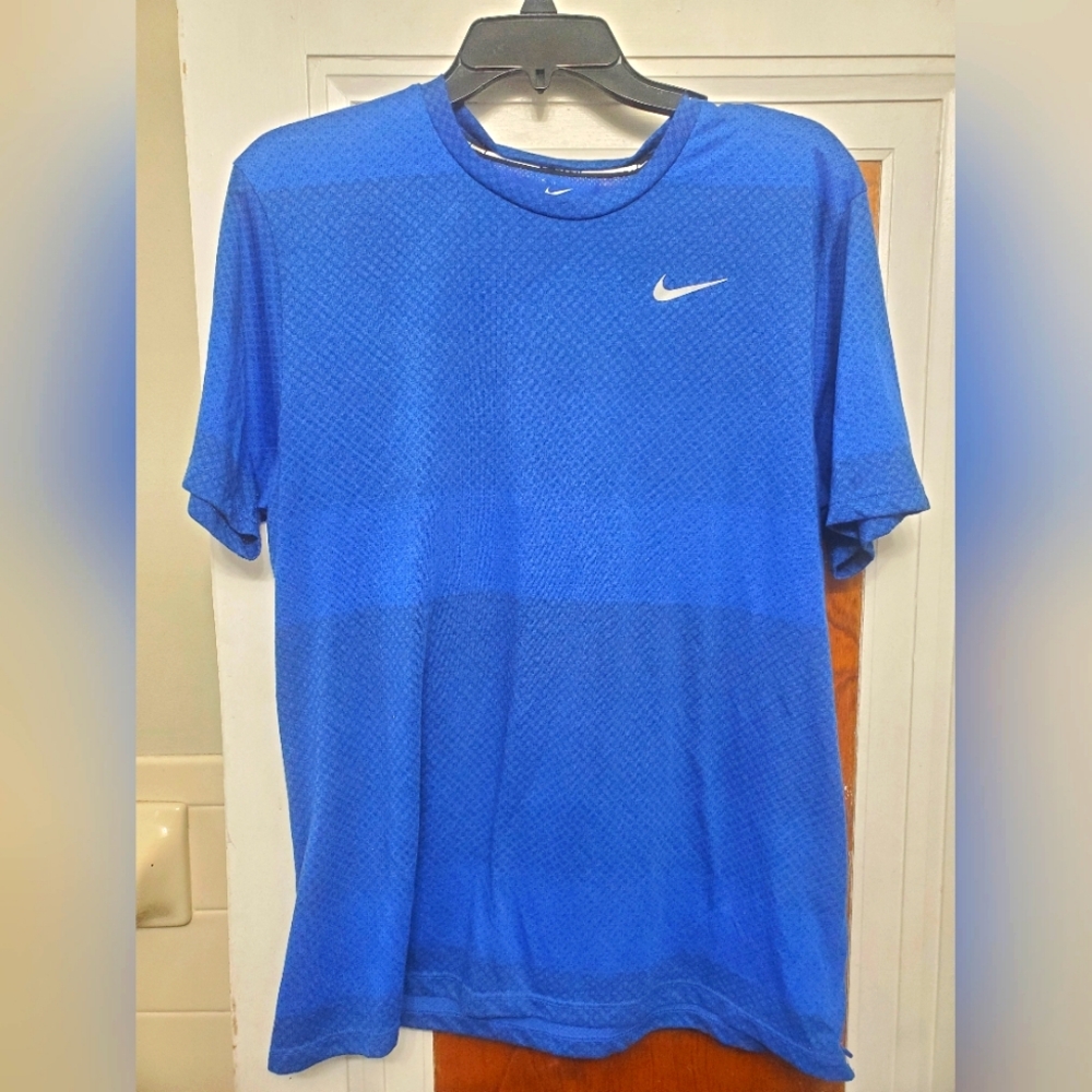 Nike Men's Short Sleeve Performance Tee - Blue with White Swoosh
